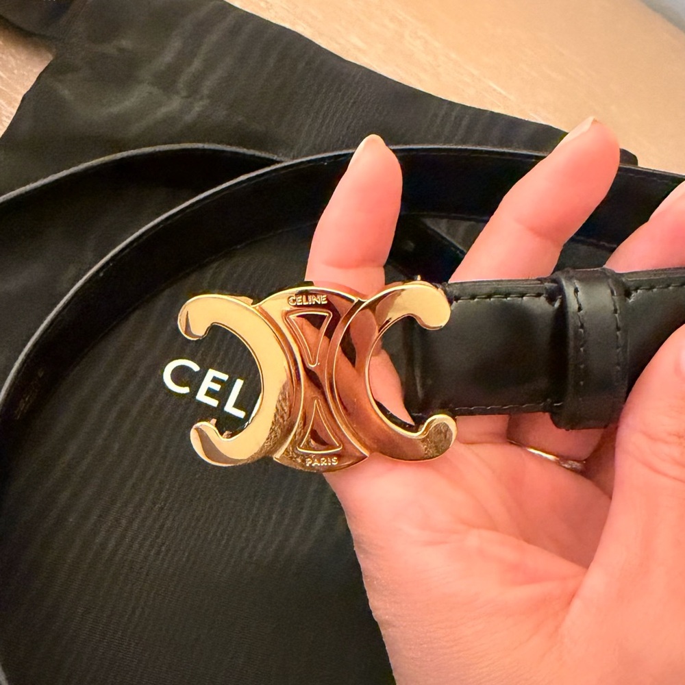 Celine Triomphe Belt in Black Size 75